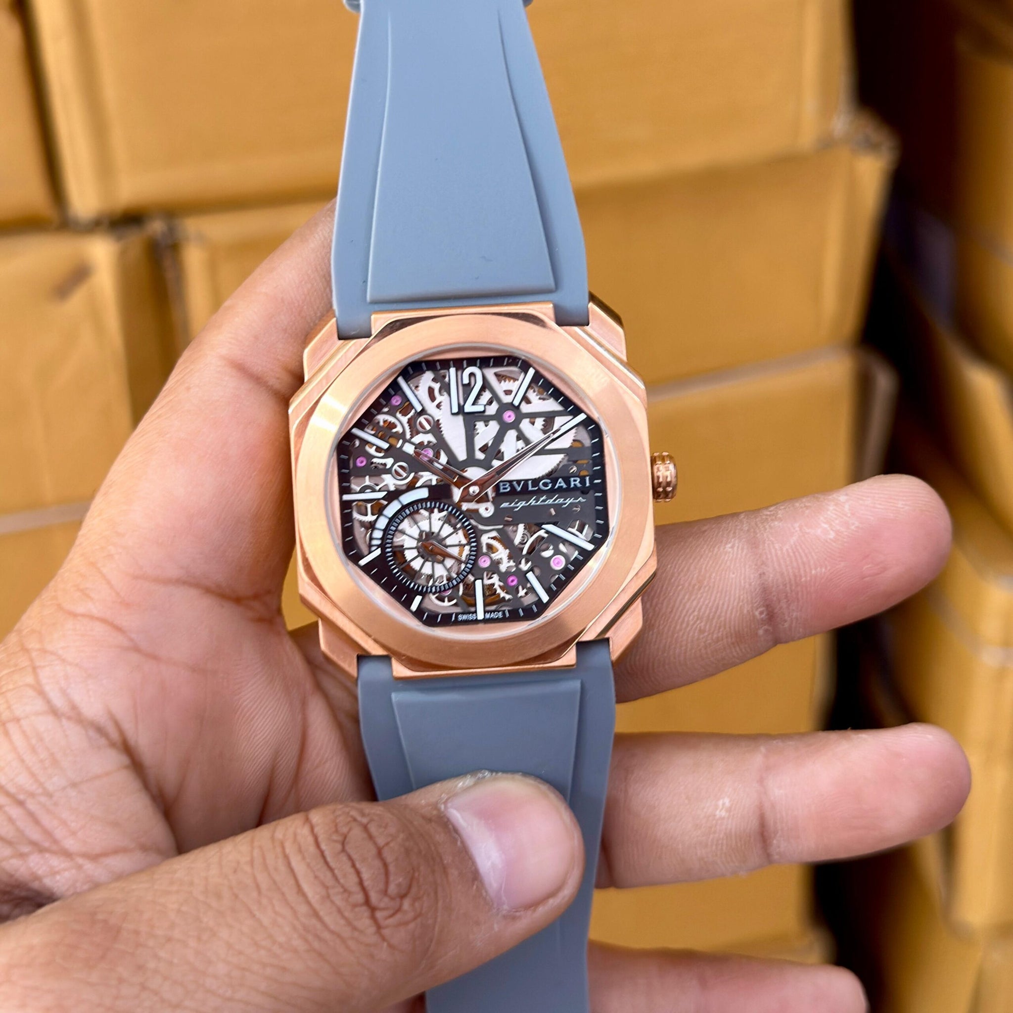 Bvlgari Gold Body Grey Strap Automatic