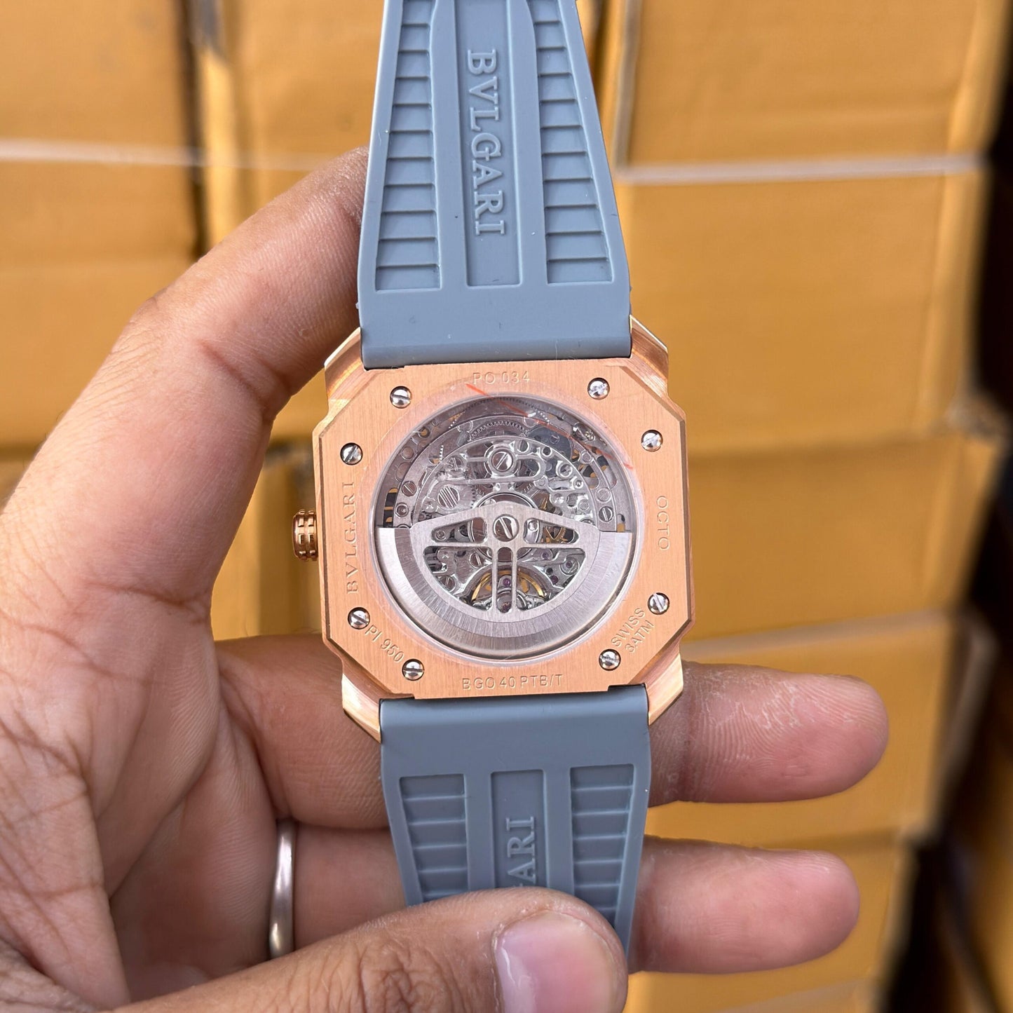 Bvlgari Gold Body Grey Strap Automatic
