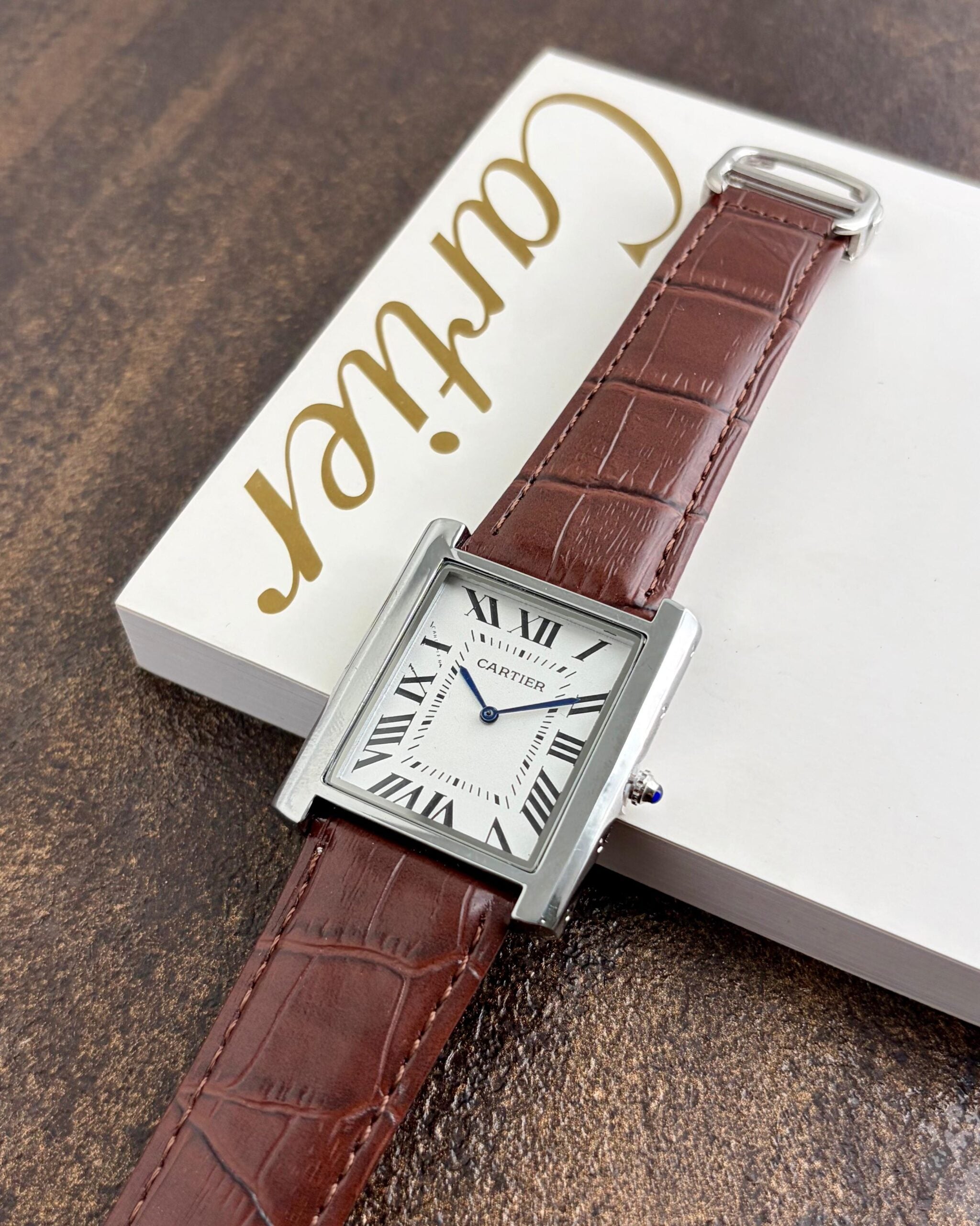 Cartier Tank Solo Silver Dial Brown Leather Edition