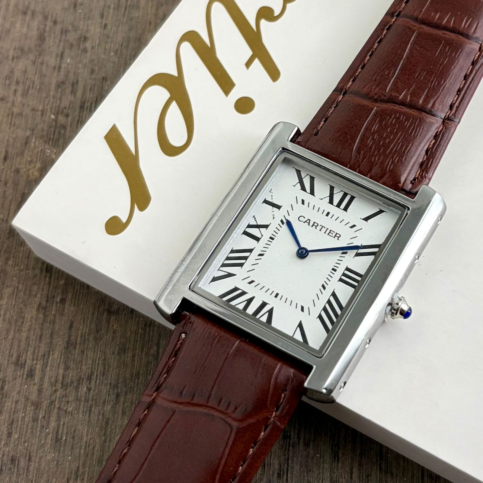 Cartier Tank Solo Silver Dial Brown Leather Edition
