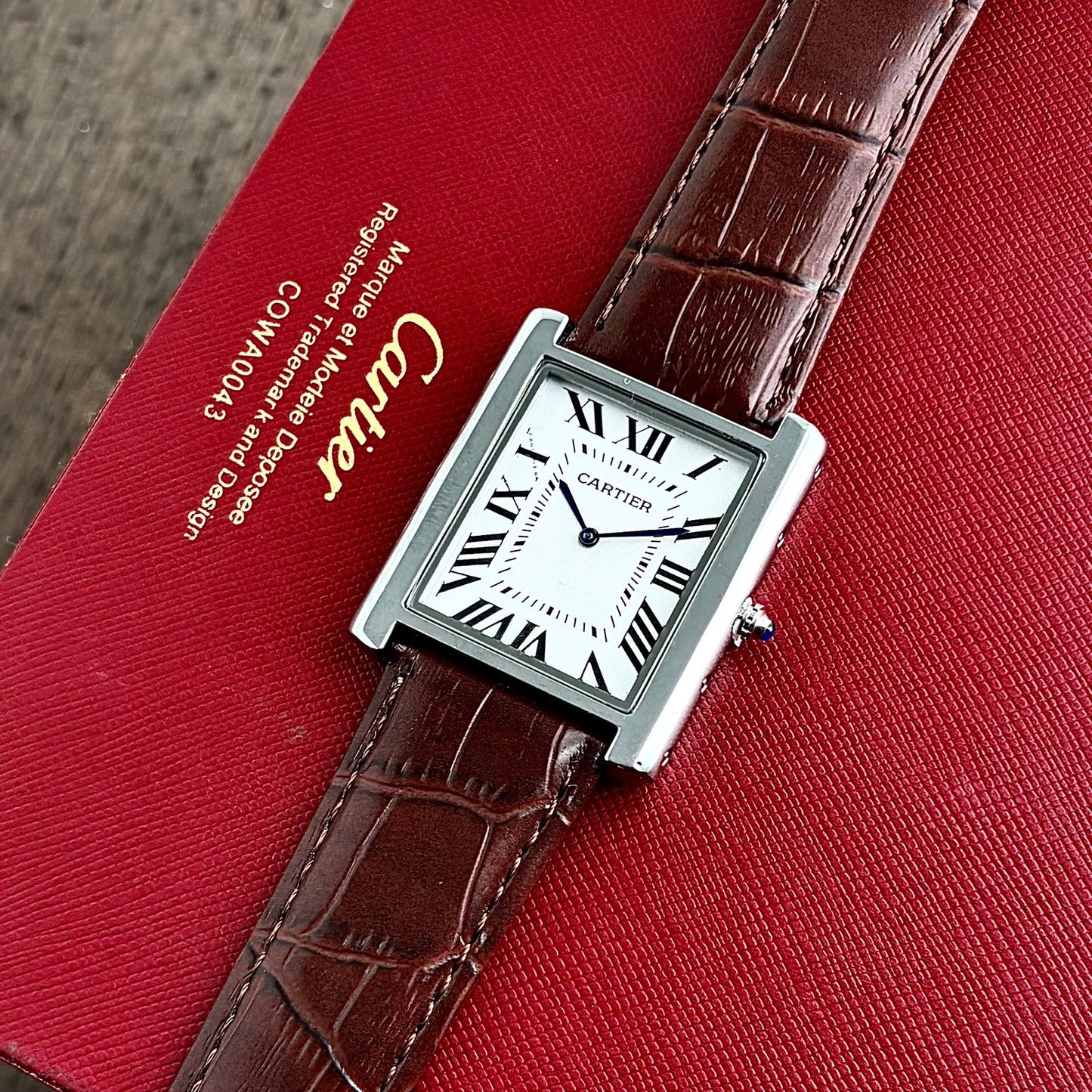 Cartier Tank Solo Silver Dial Brown Leather Edition
