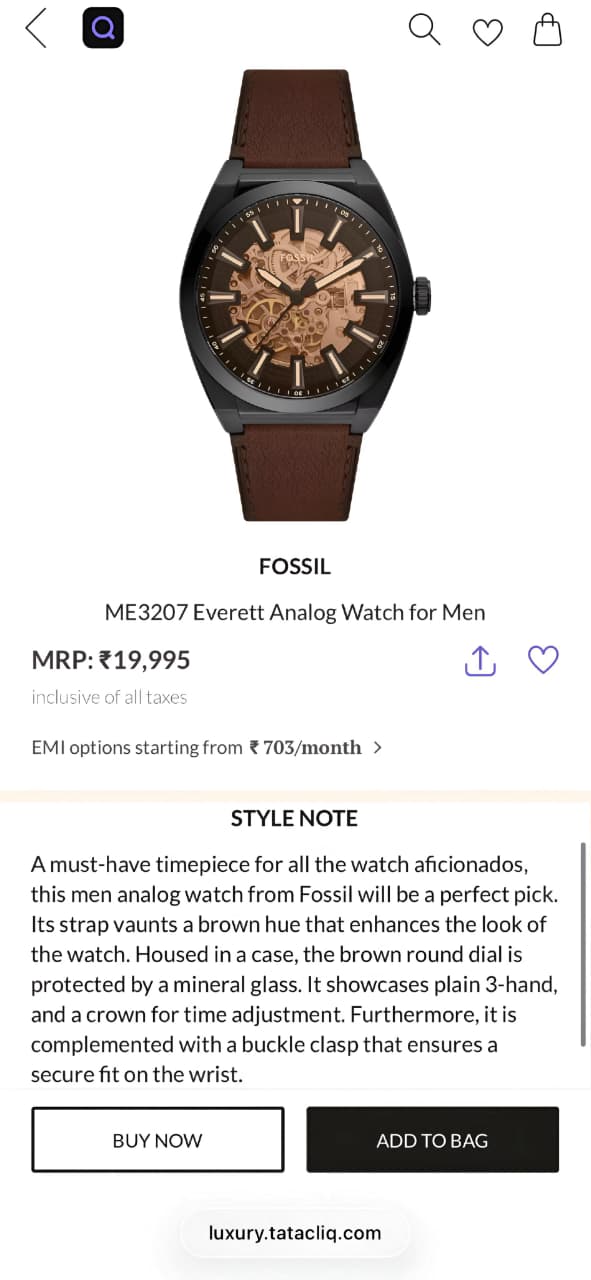 Fossil Everett Automatic Brown Open Heart