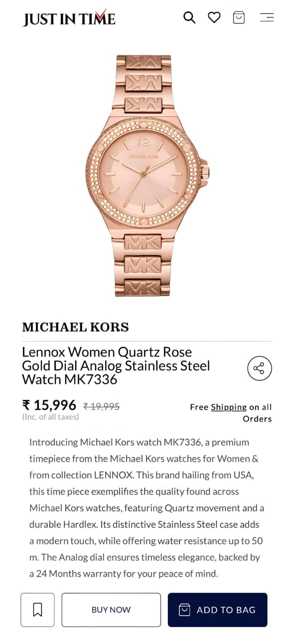 Michael Kors Lennox Rose Gold White Dial