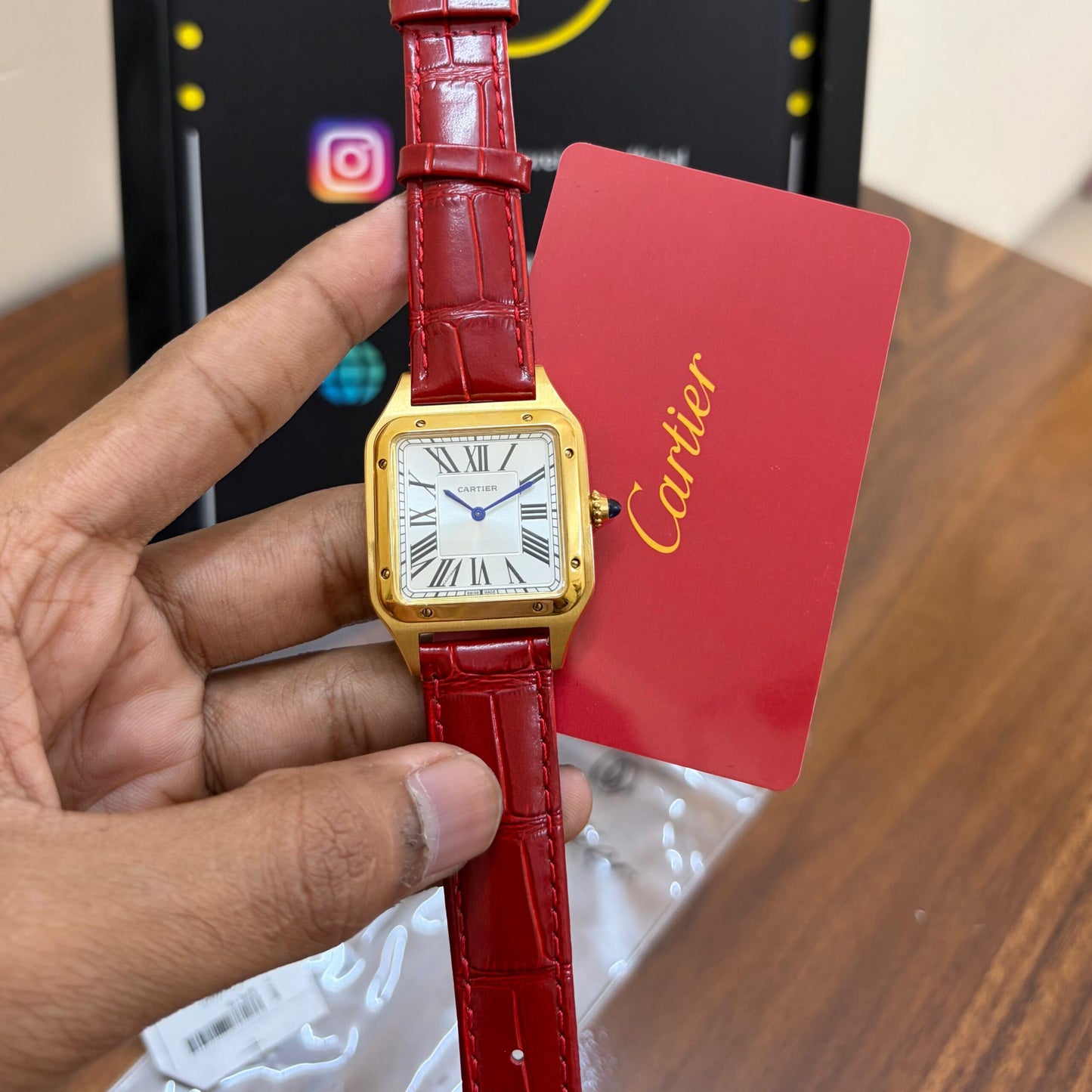 Cartier Santos Dumont Laquer Red Leather Edition