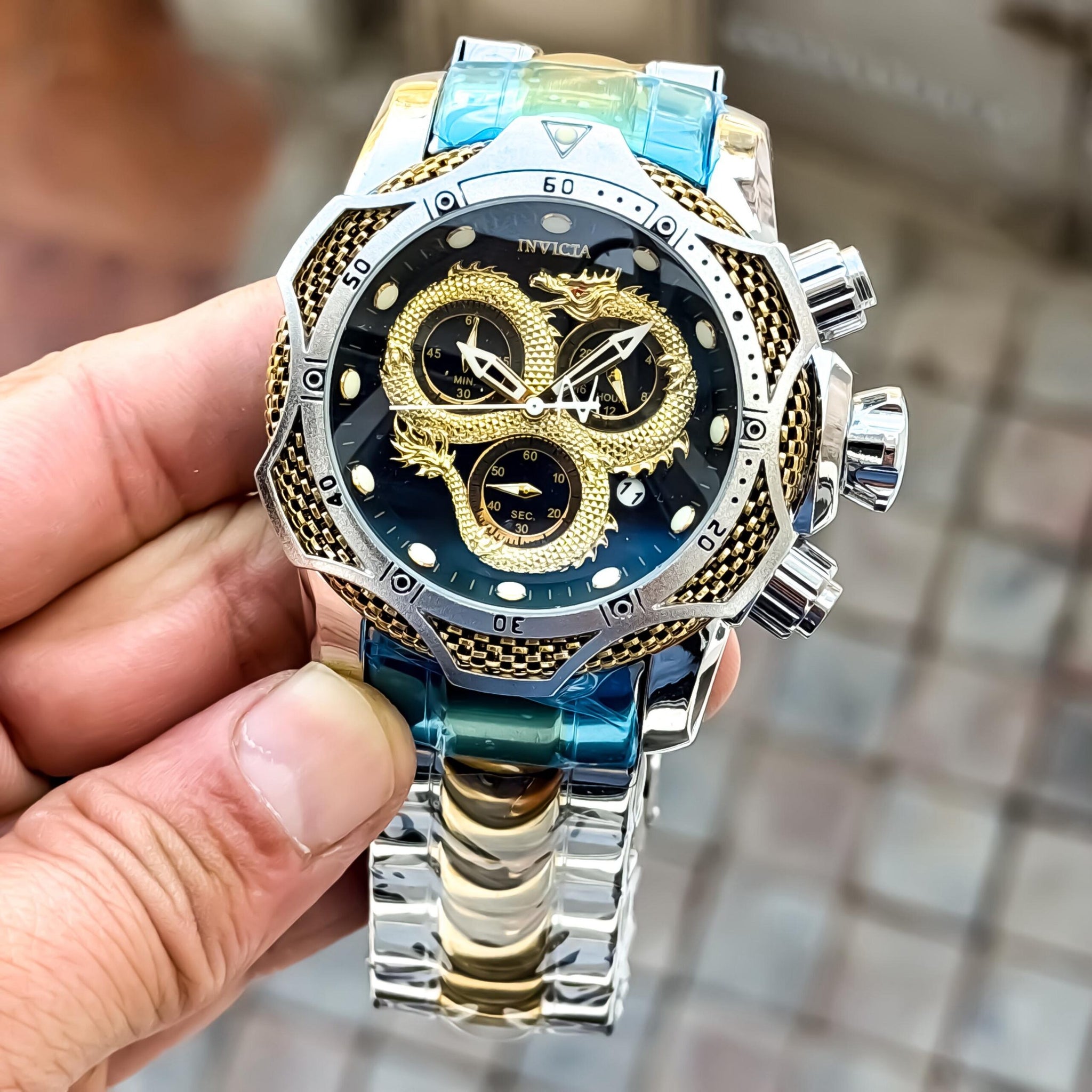 Invicta Dragon Venom Gold Two-Tone Black Dial