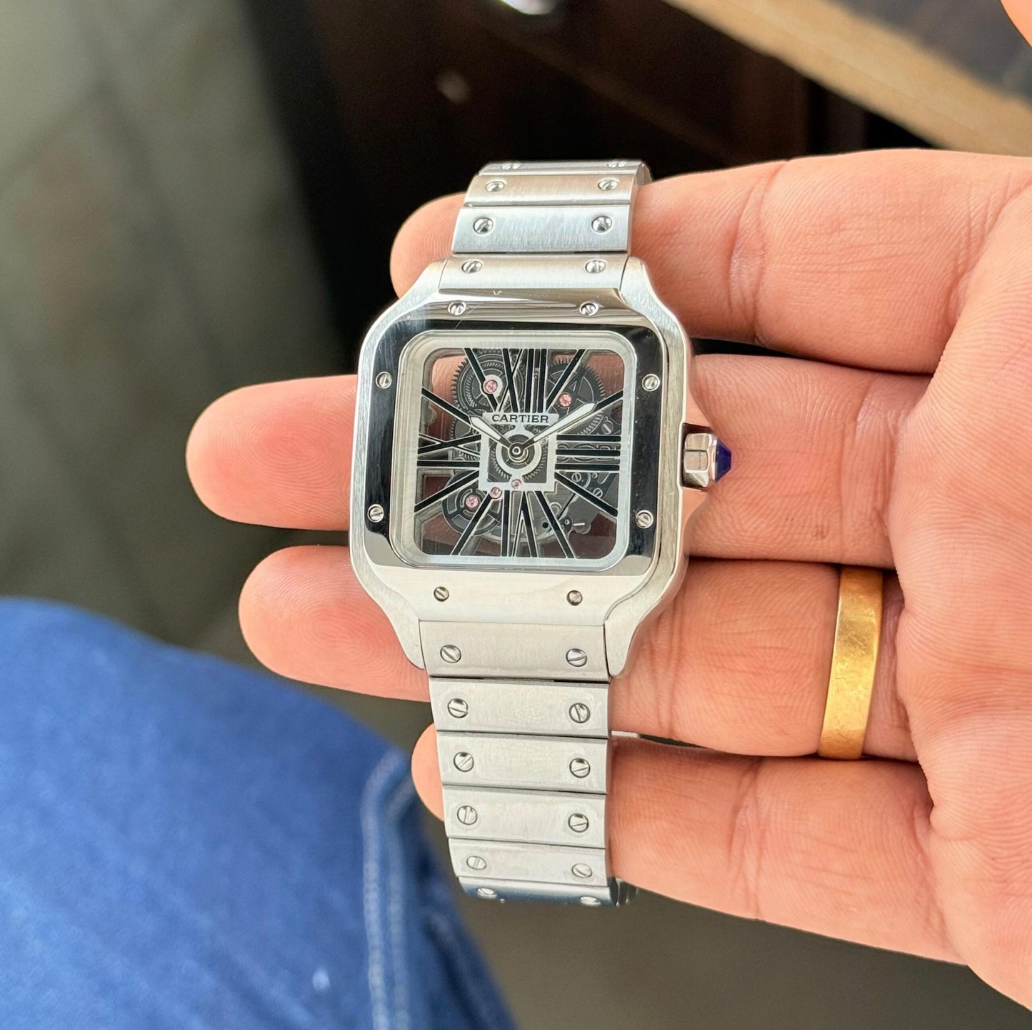 Cartier Santos Skeleton Silver