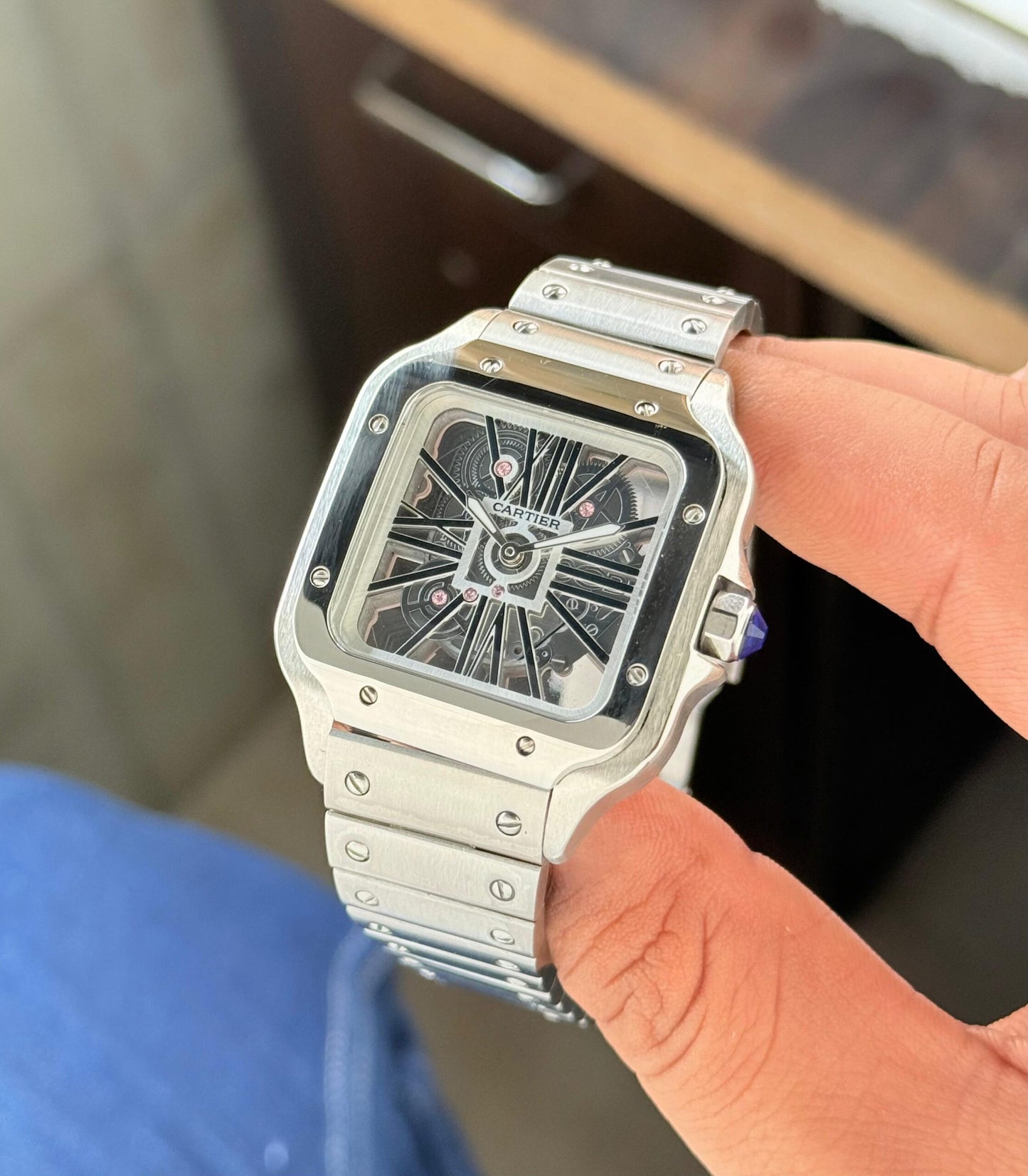 Cartier Santos Skeleton Silver