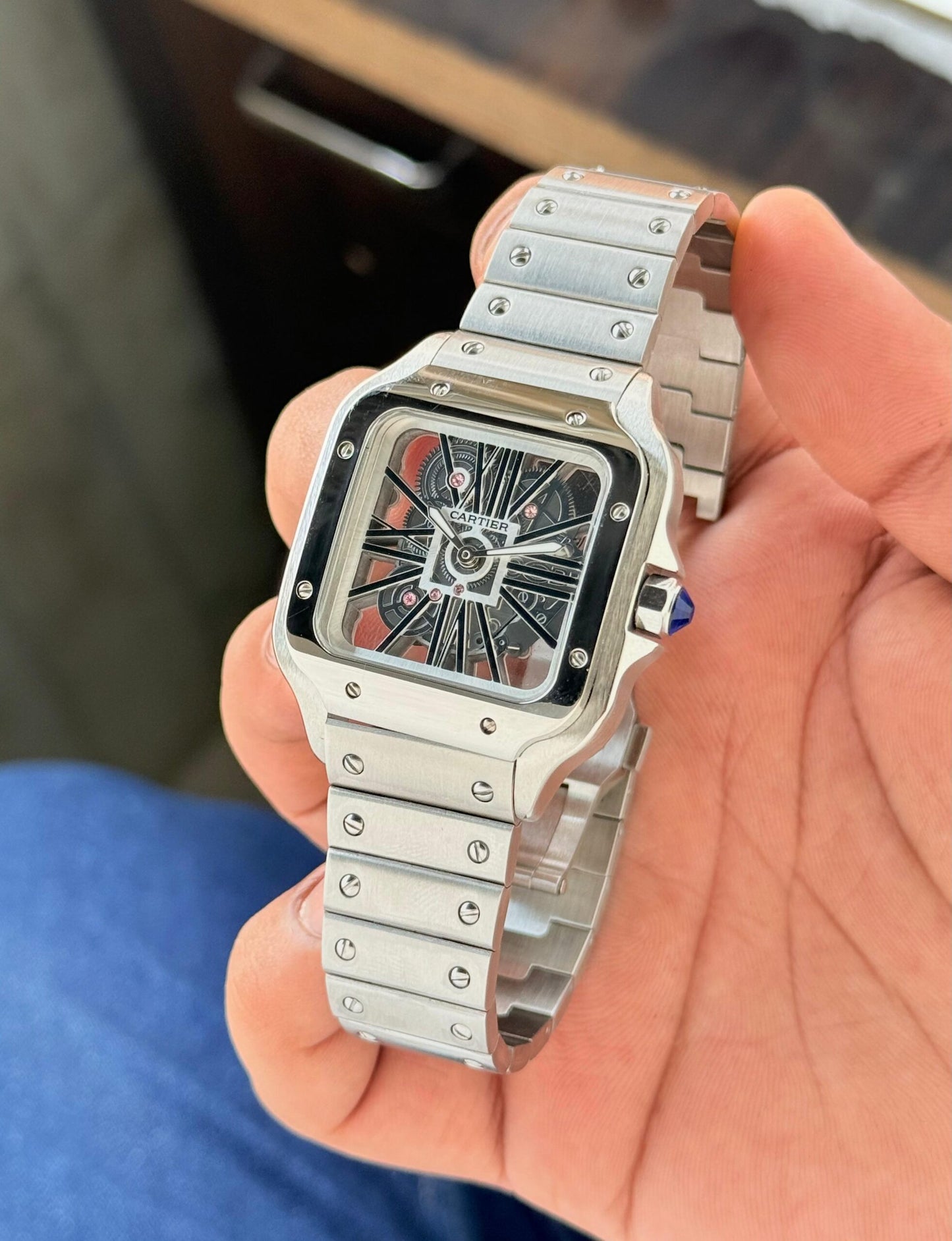 Cartier Santos Skeleton Silver