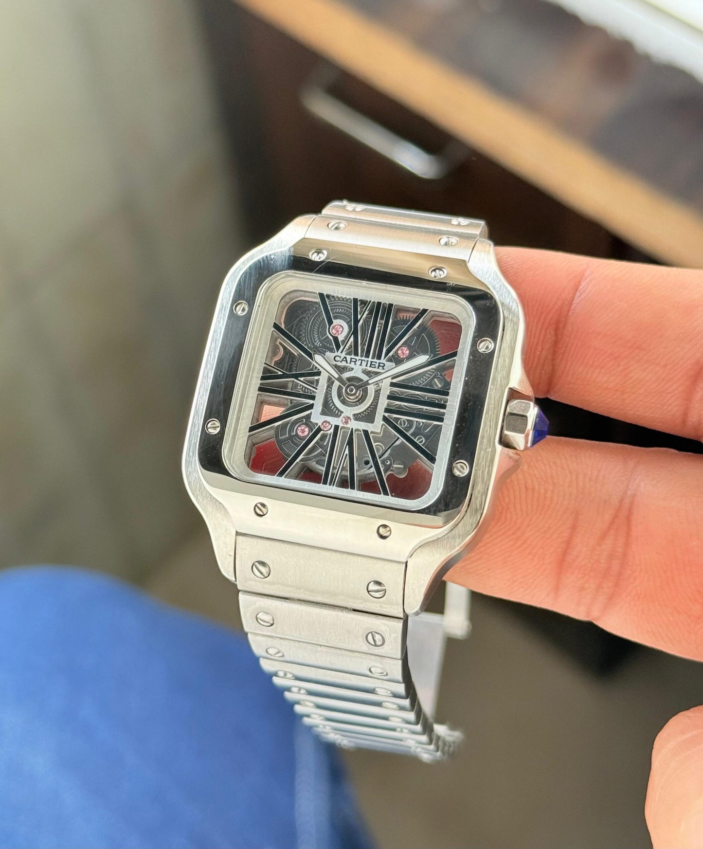 Cartier Santos Skeleton Silver