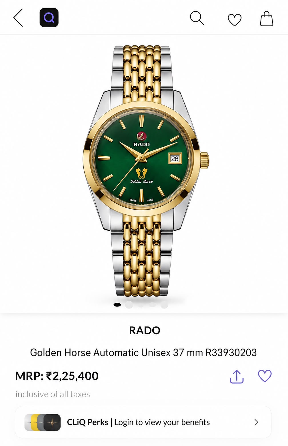 Rado Golden Green Dial Two-Tone Automatic