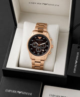 Emporio Armani Rose Gold Black Dial Chronograph