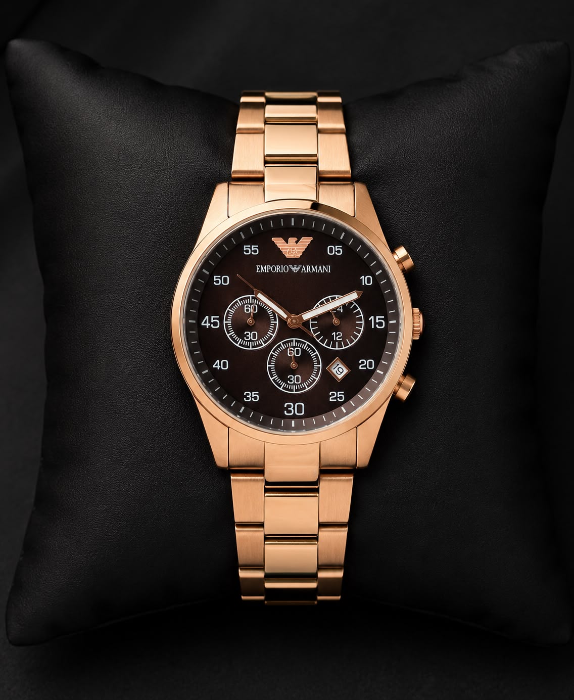 Emporio Armani Rose Gold Black Dial Chronograph