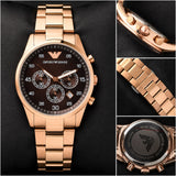 Emporio Armani Rose Gold Black Dial Chronograph