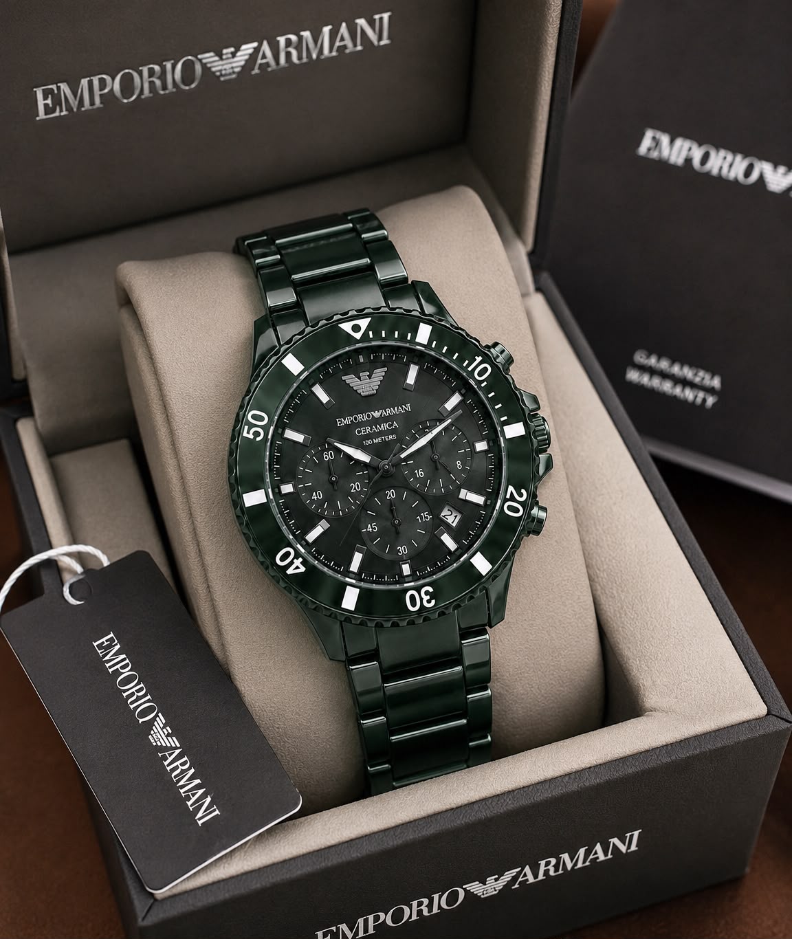Emporio Armani Ceramica Dark Green Chronograph
