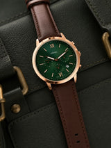Fossil Green Dial Rose Gold Chronograph