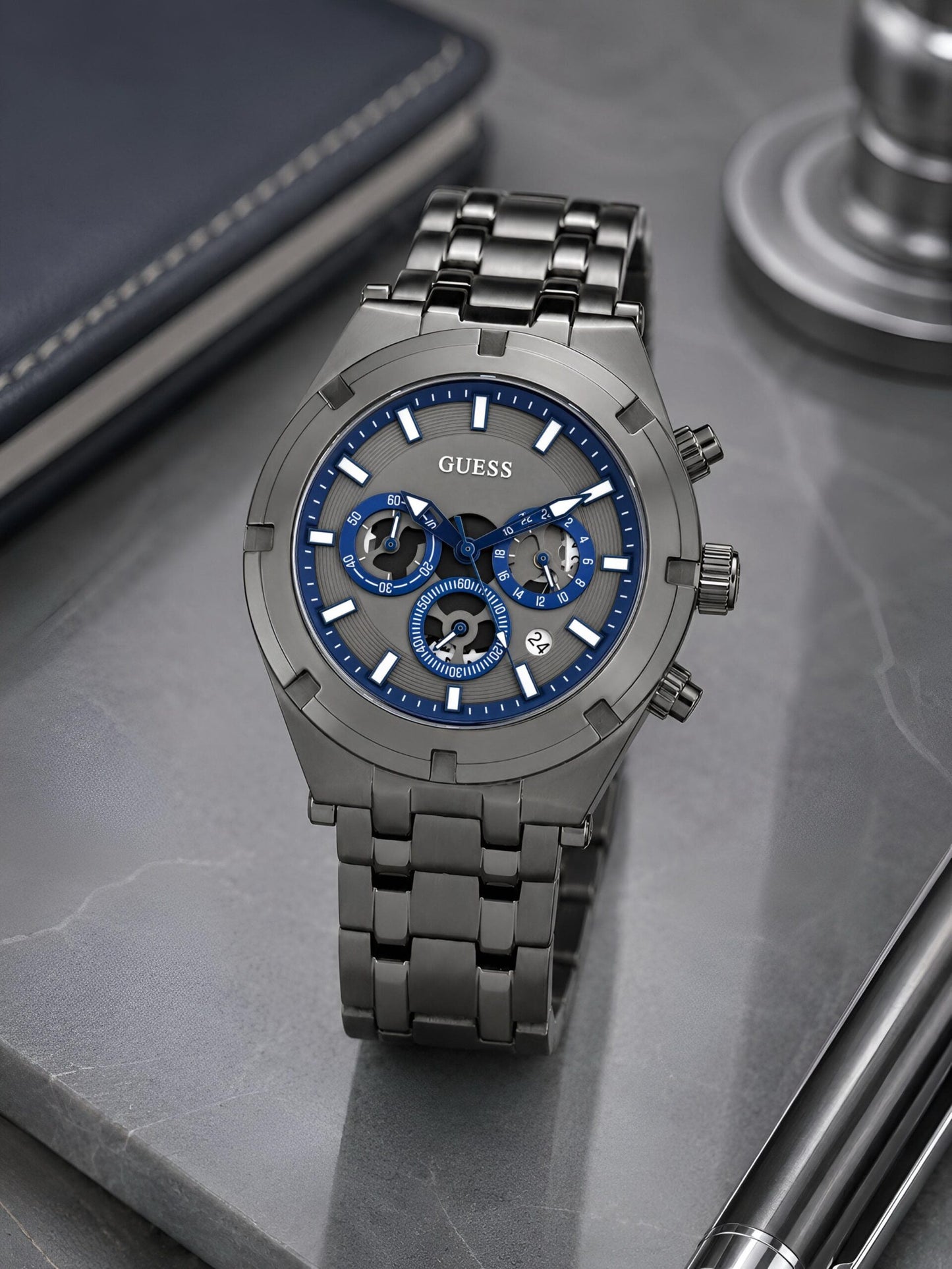 Guess Gunmetal Blue Chronograph