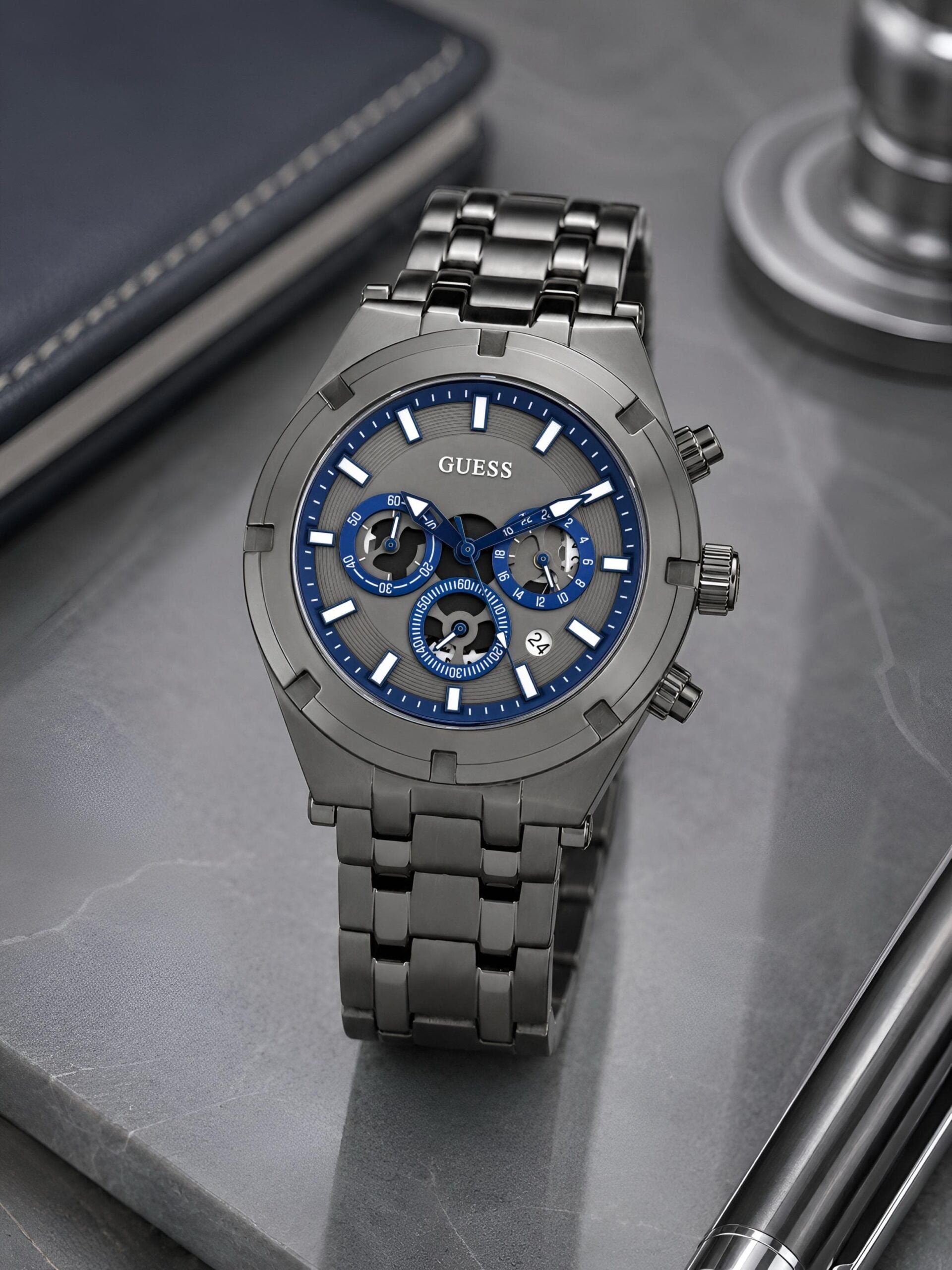 Guess Gunmetal Blue Chronograph