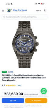Guess Gunmetal Blue Chronograph