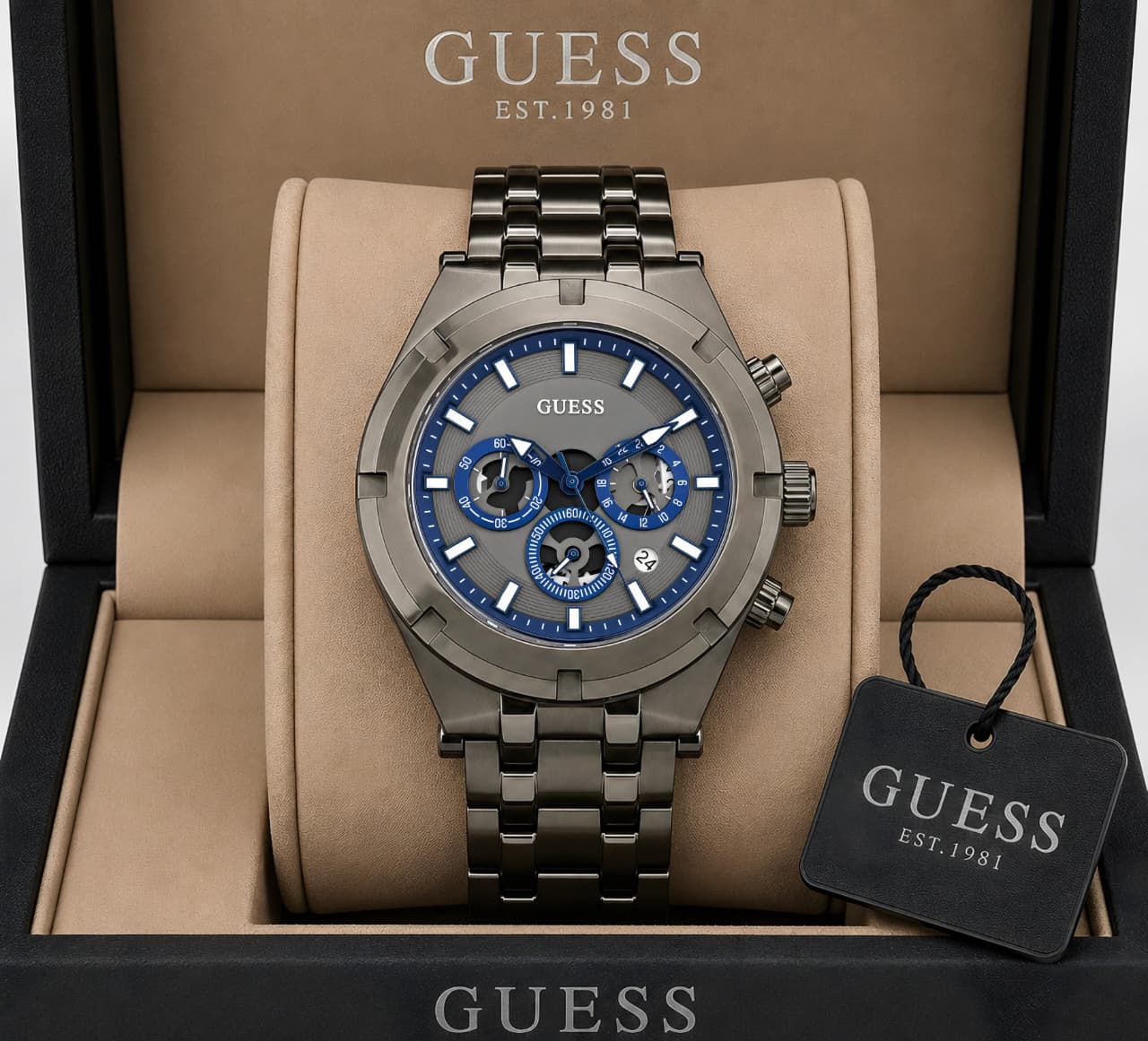 Guess Gunmetal Blue Chronograph
