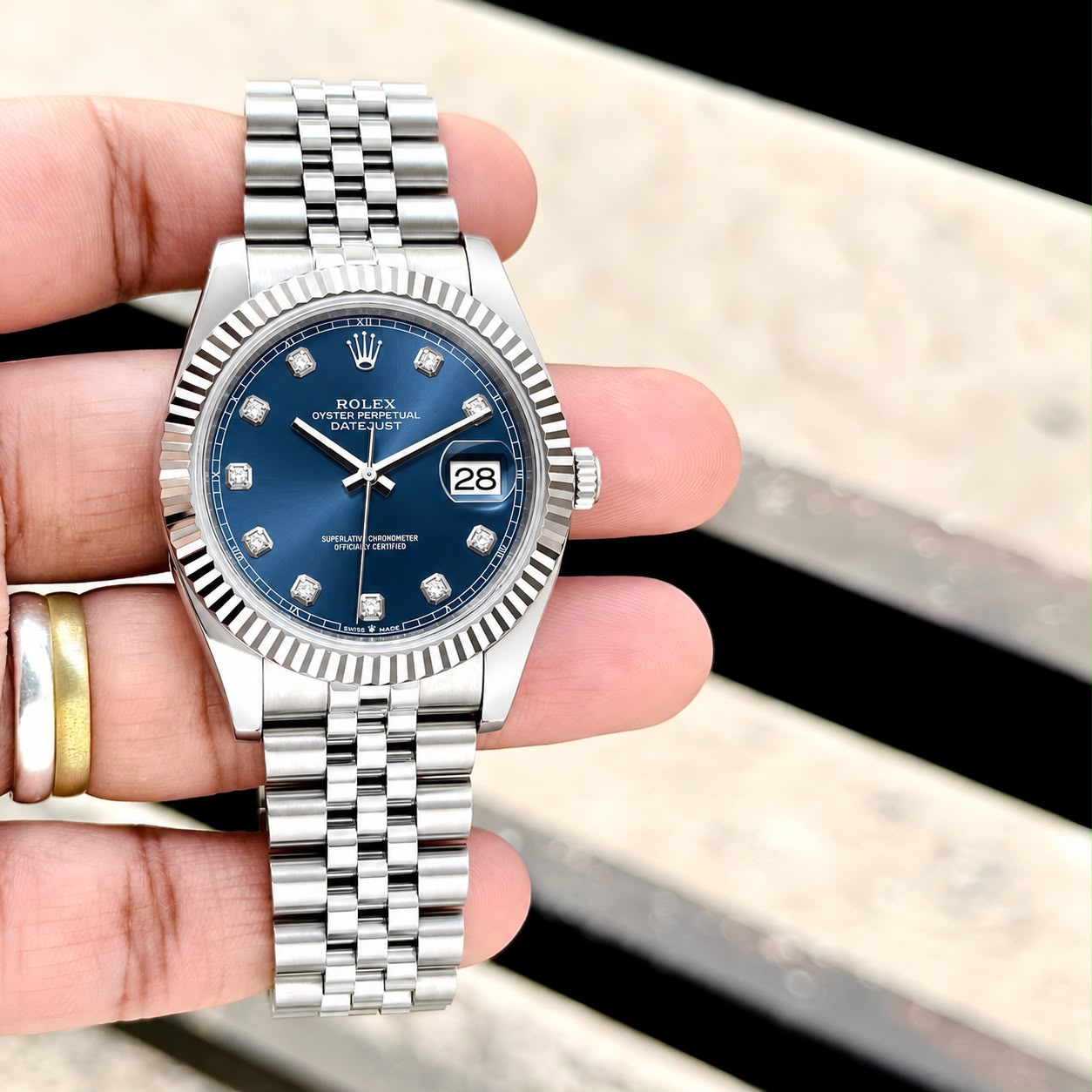 Rolex Oyster Perpetual Blue Diamond Dial