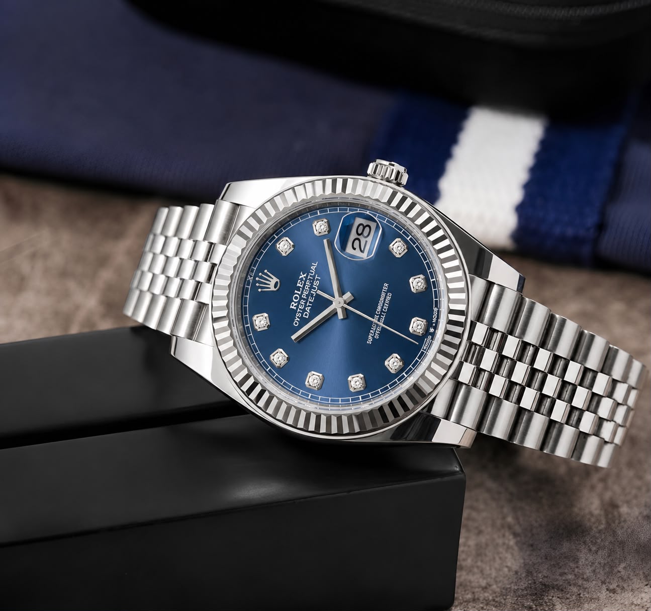Rolex Oyster Perpetual Blue Diamond Dial