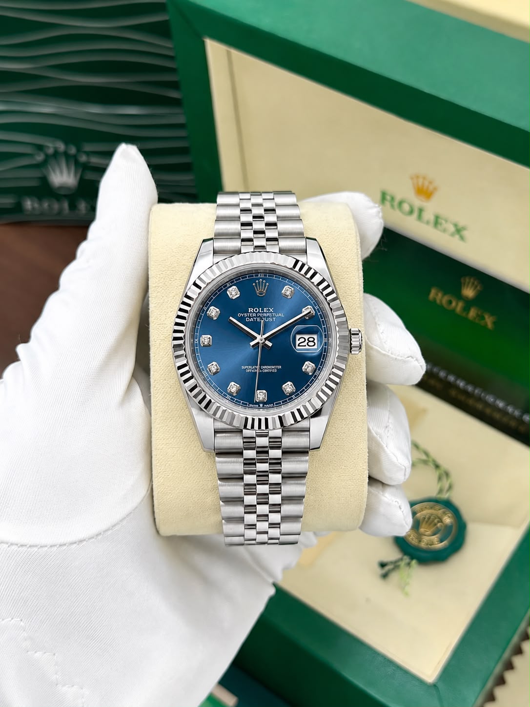 Rolex Oyster Perpetual Blue Diamond Dial