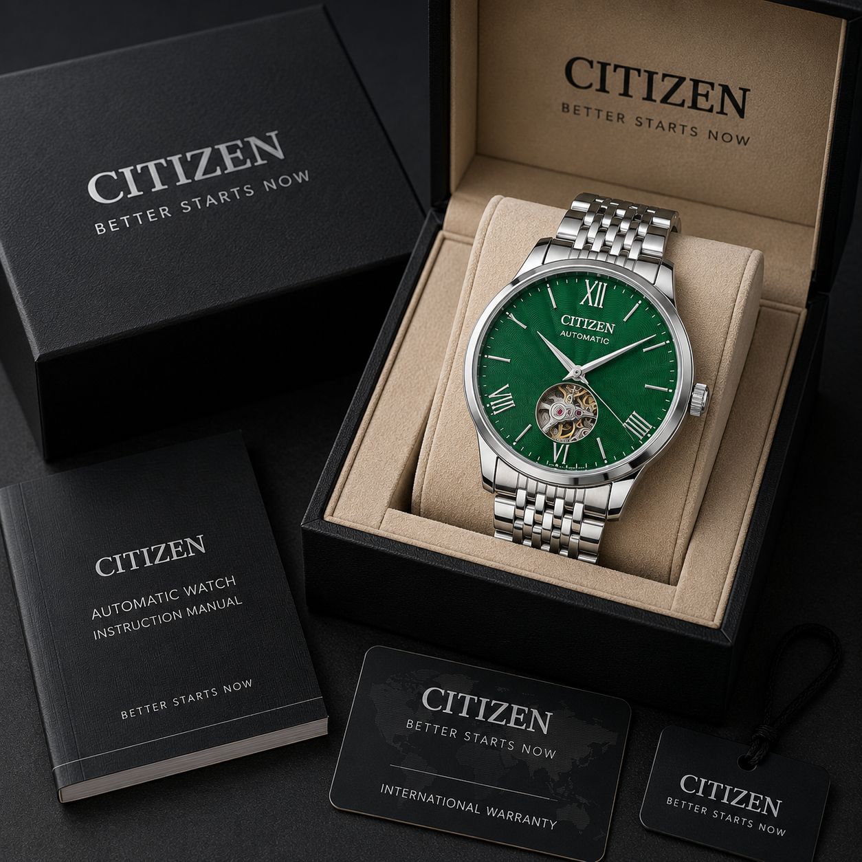 Citizen Emerald Green Open-Heart Dial
