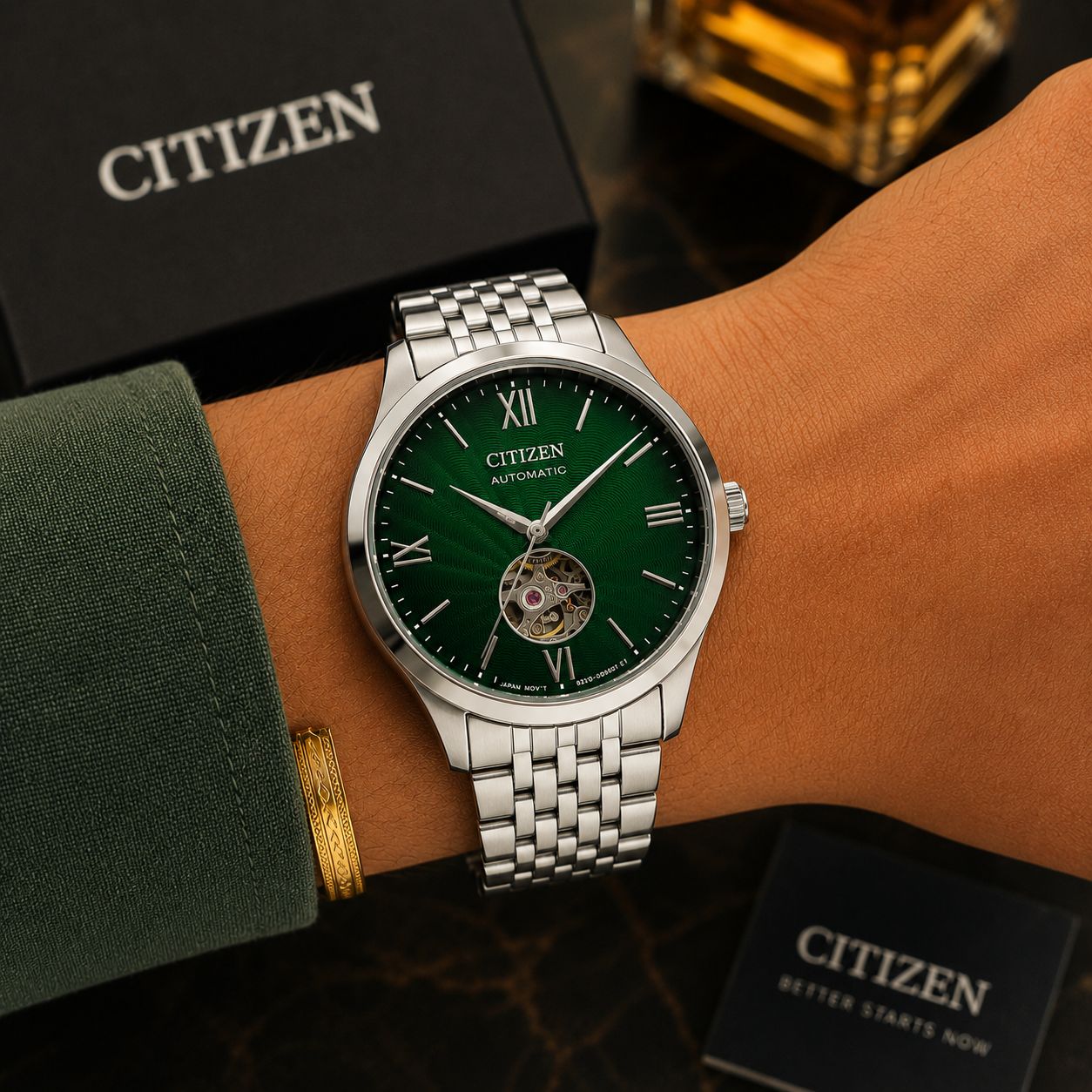 Citizen Emerald Green Open-Heart Dial