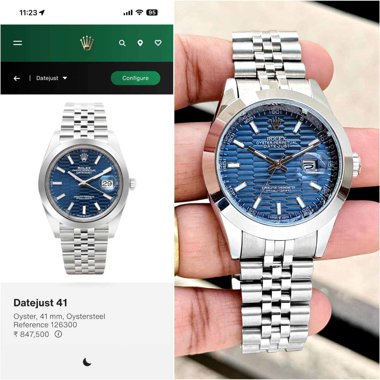 Rolex Datejust Blue Motif Dial Silver Edition