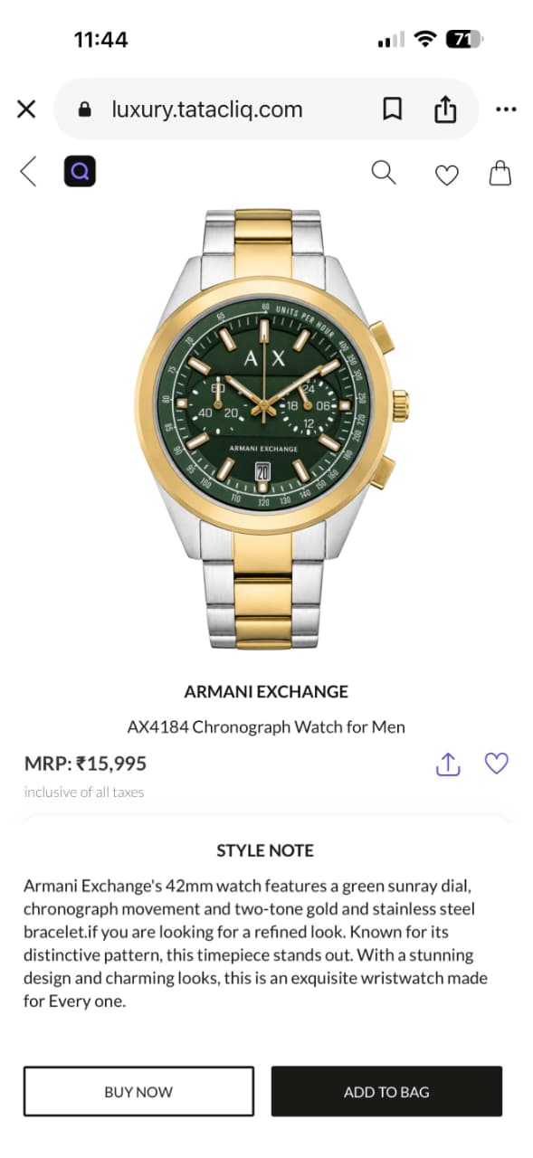 Armani Exchange Rafael Green Dial Chronograph