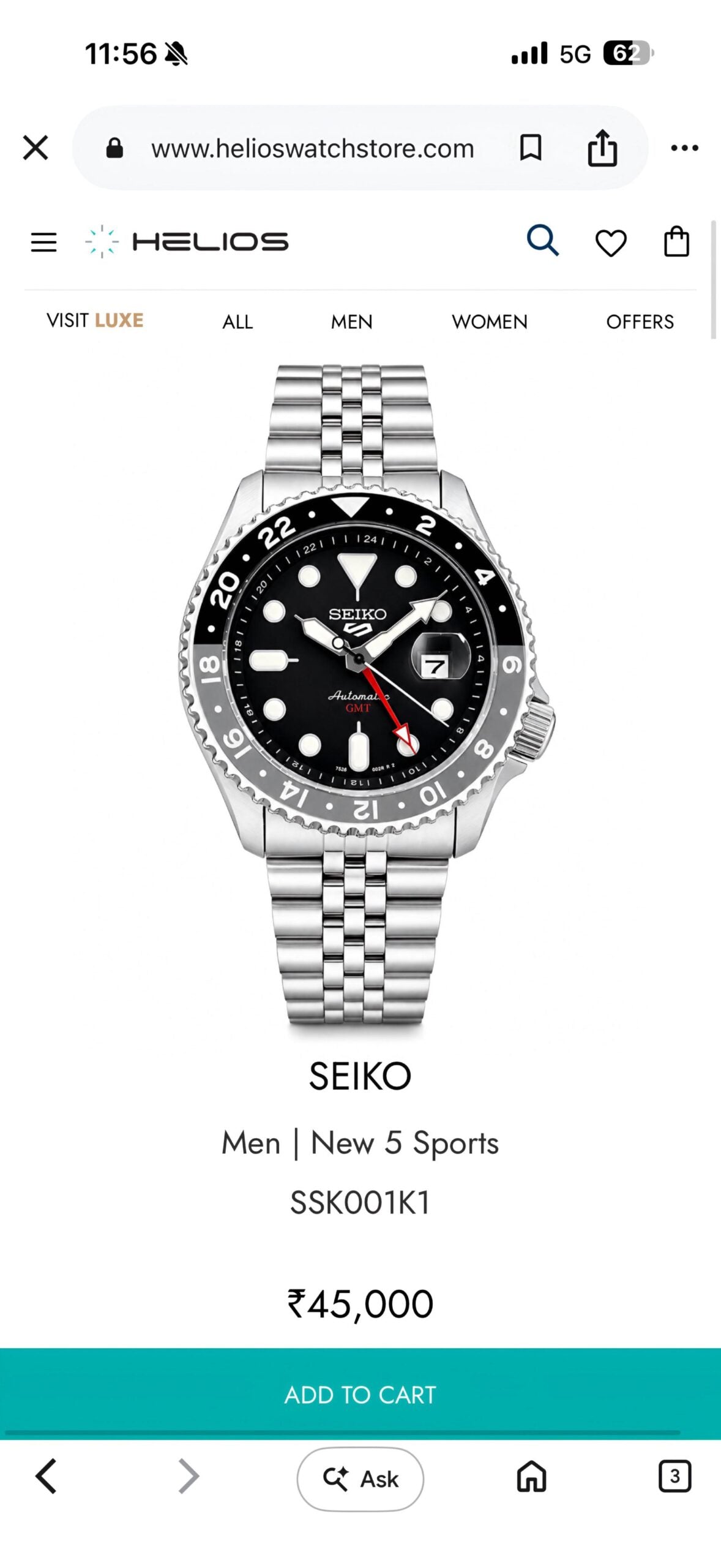 Seiko 5 Sports GMT Automatic Black Dial