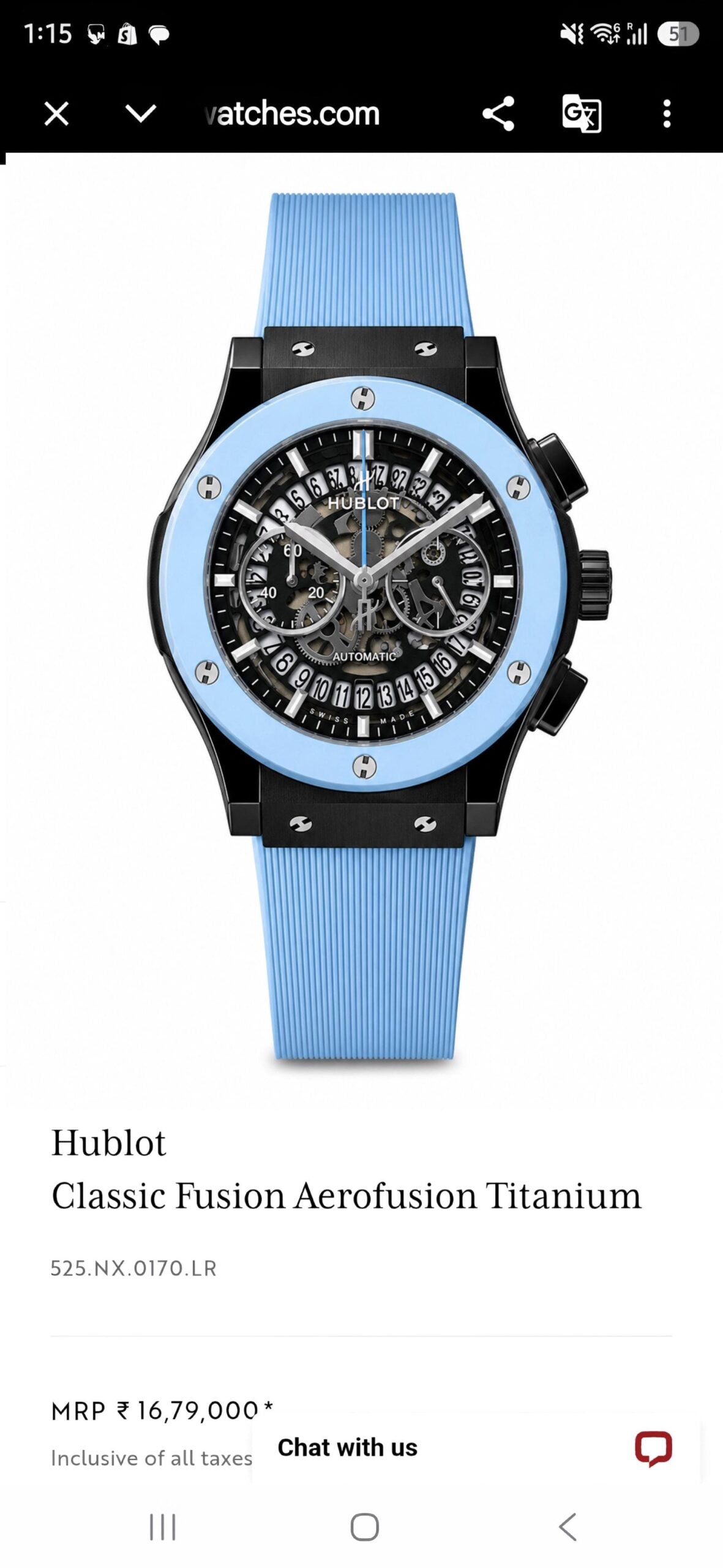 Hublot Big Bang Skeleton Sky Blue Edition