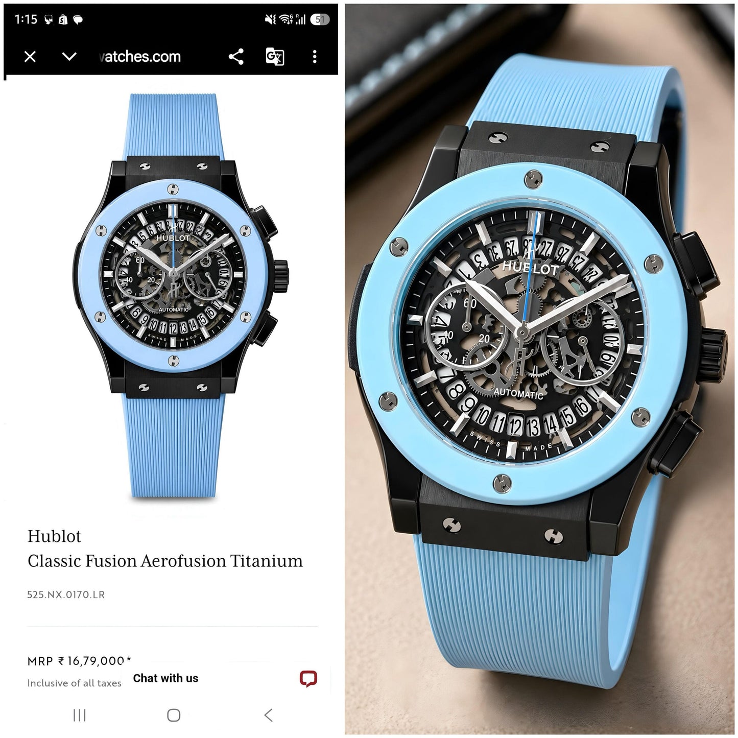 Hublot Big Bang Skeleton Sky Blue Edition