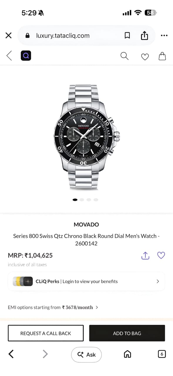 Movado Series 800 Chronograph Black Edition