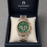Aigner Green Dial Chronograph Rose Gold