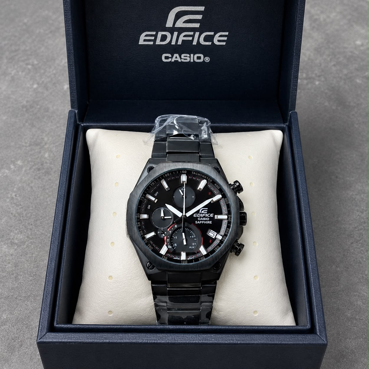Edifice Casio Sapphire Black Chronograph