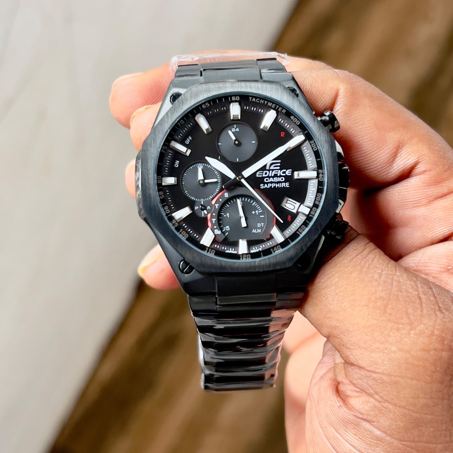 Edifice Casio Sapphire Black Chronograph