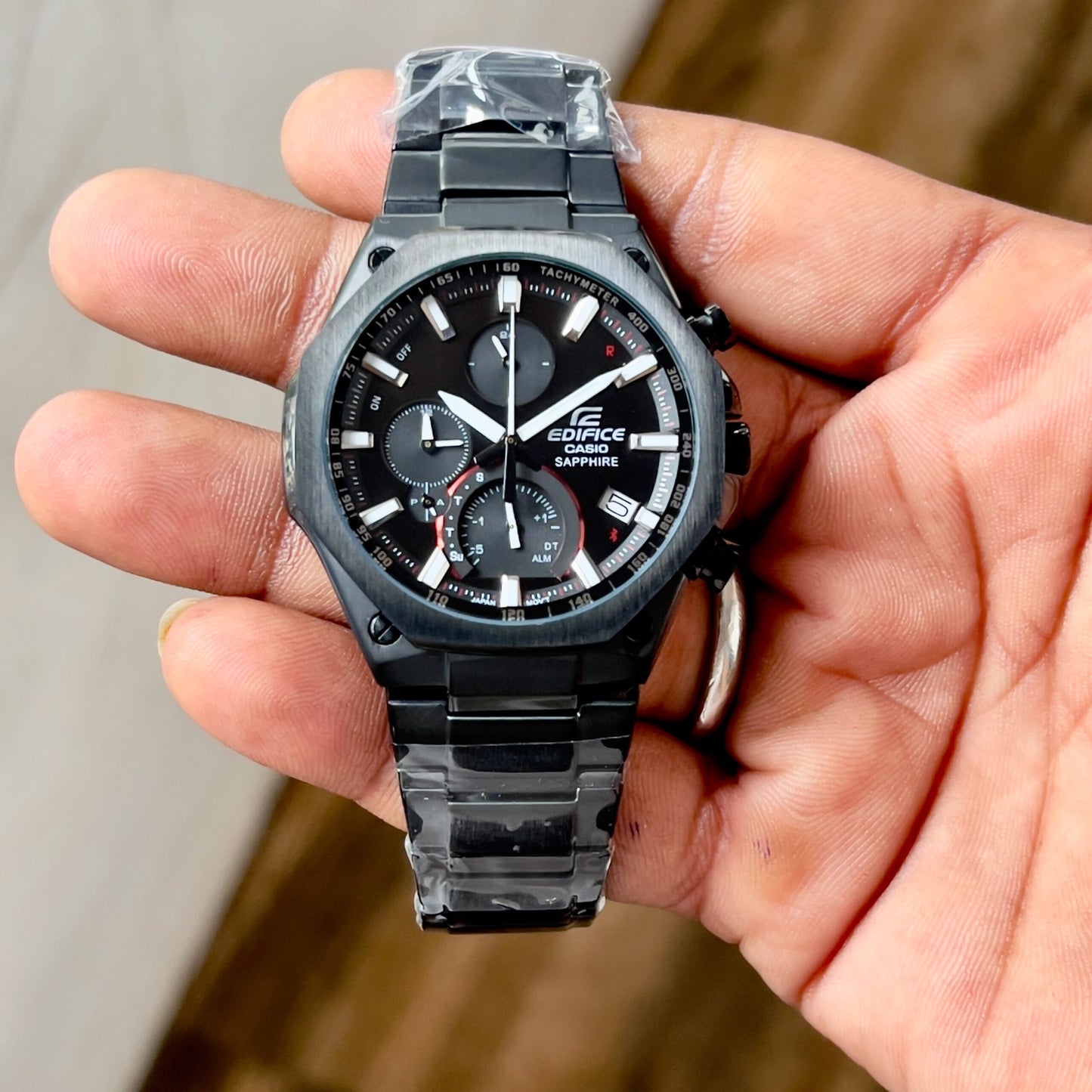 Edifice Casio Sapphire Black Chronograph
