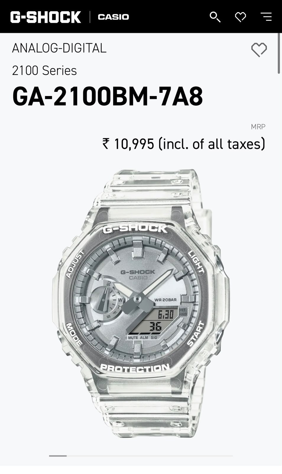 G Shock Casio GA-2100 Analog-Digital