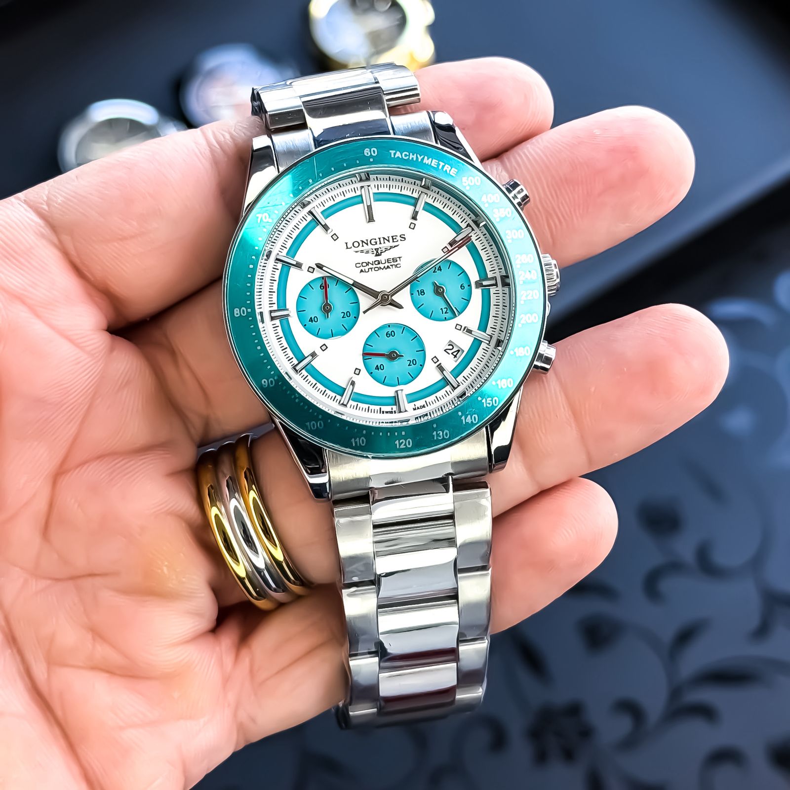 Longines Ice Blue &amp; White Dial Two-Tone Chronograph