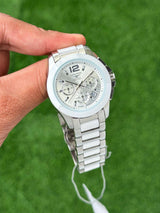 Longines White &amp; Silver Ceramic Chronograph