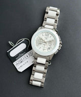 Longines White &amp; Silver Ceramic Chronograph