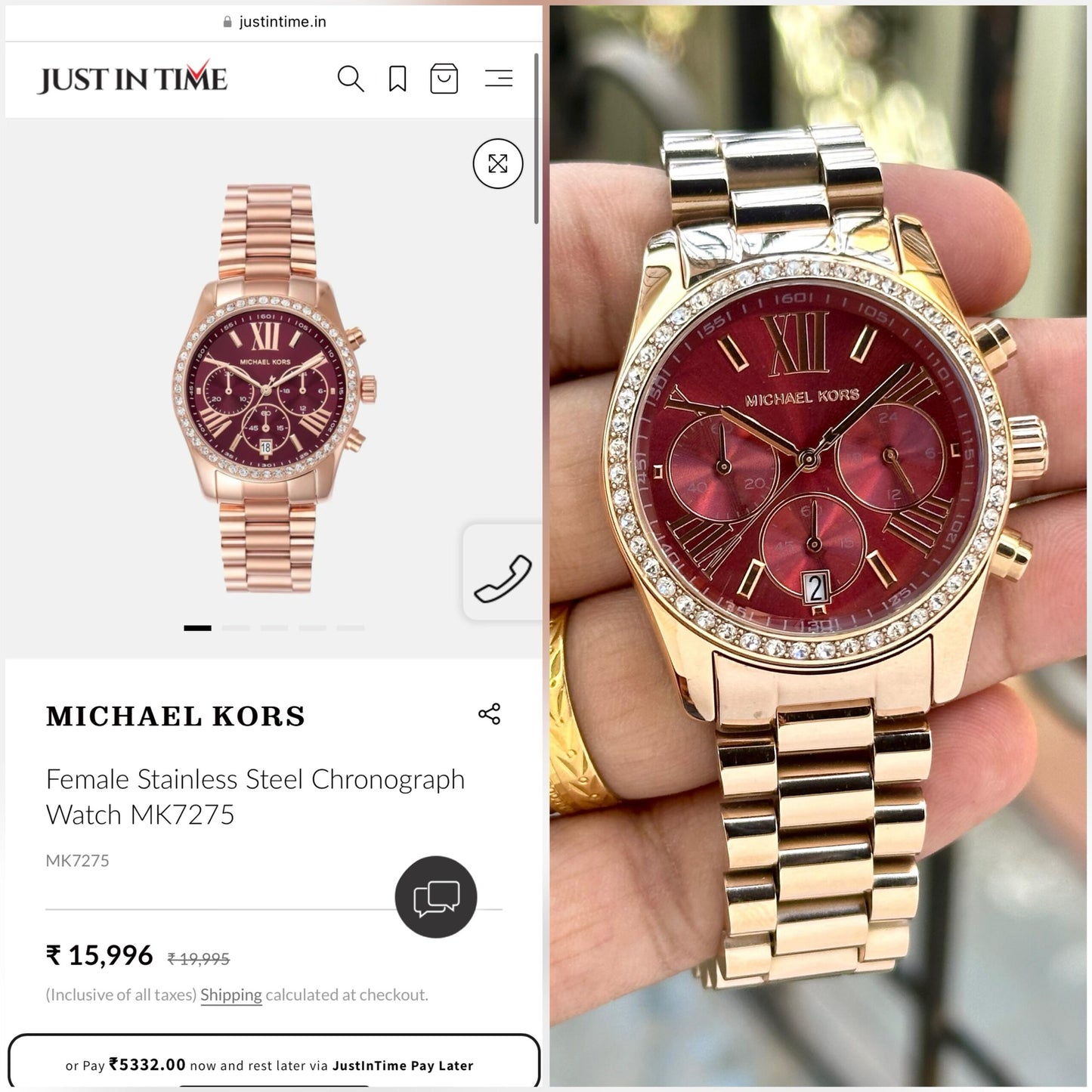 Michael Kors Lexington Rose Gold Red Dial