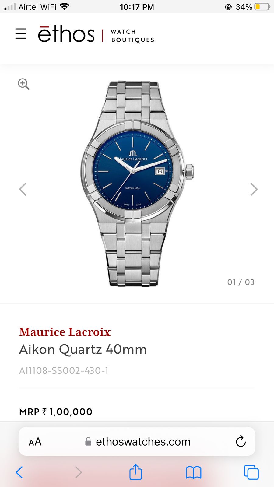 Maurice Lacroix Blue Dial Quartz