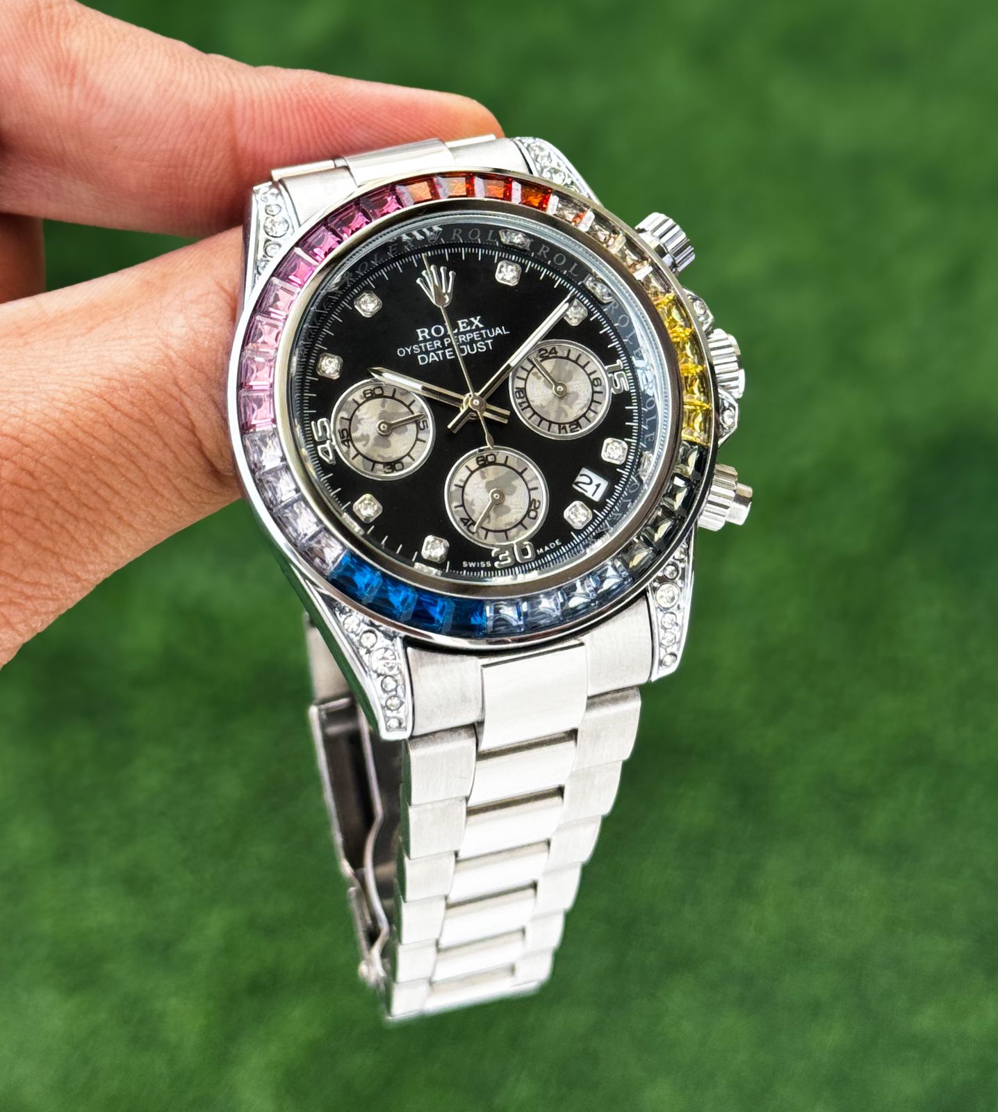 Rolex Diamond Silver Quartz