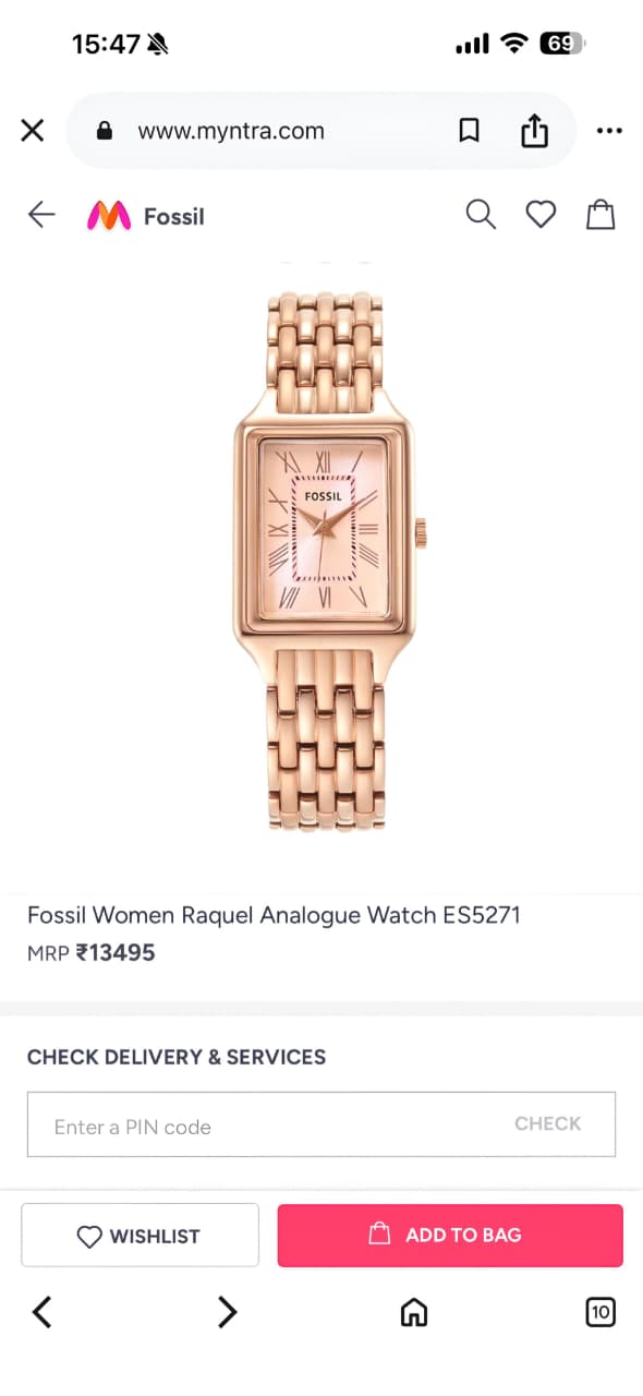 Fossil Raquel Pink Rectangular Dial