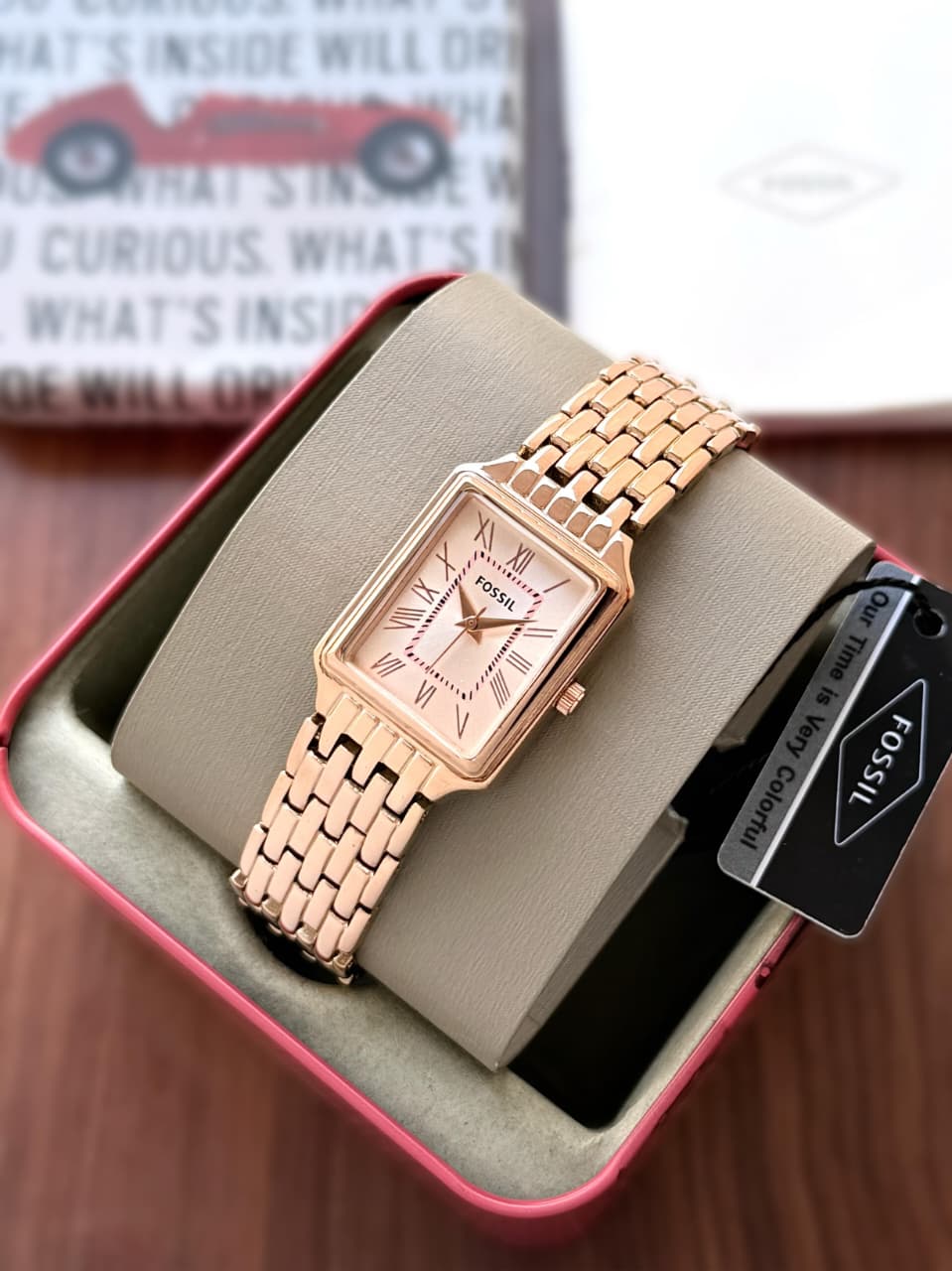 Fossil Raquel Pink Rectangular Dial