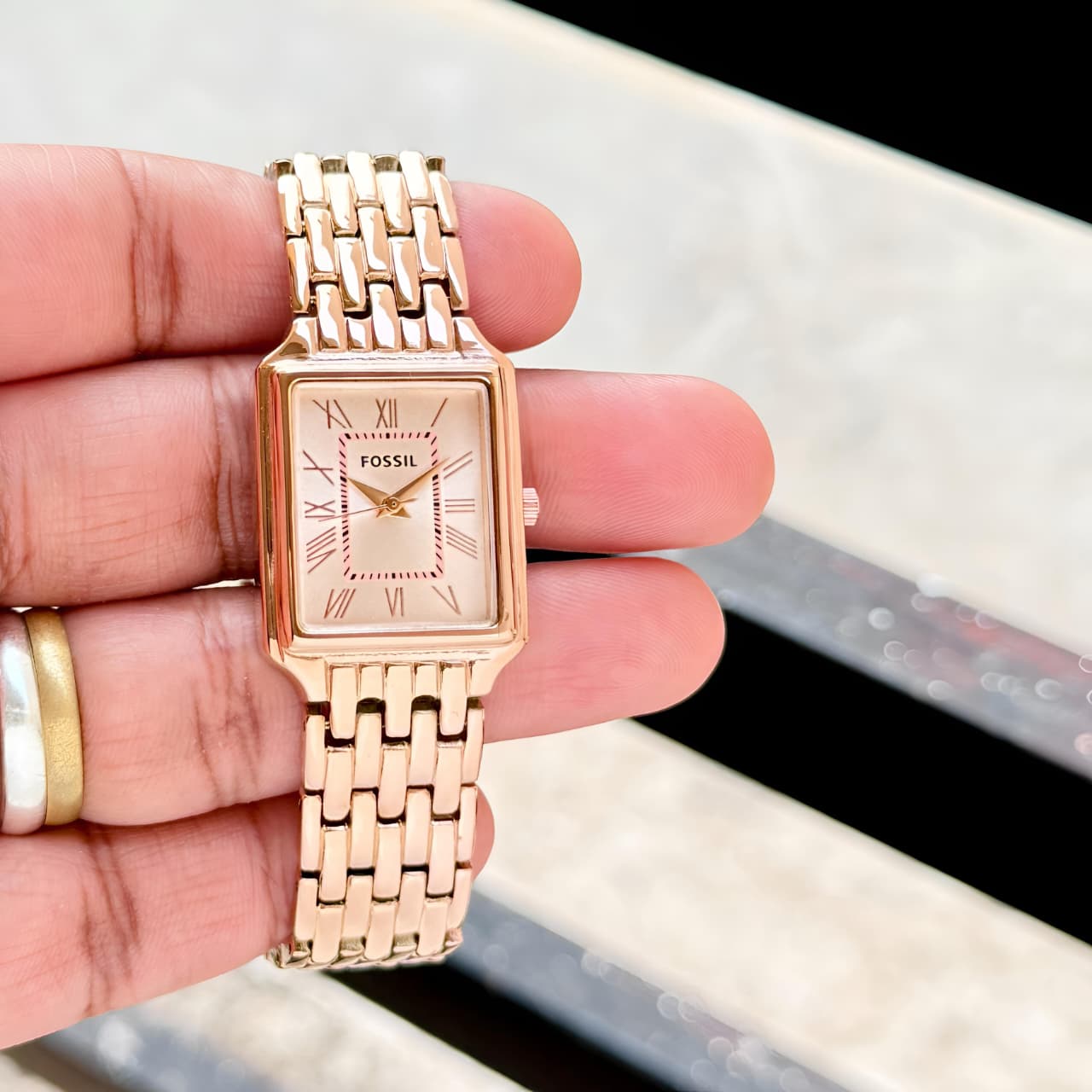 Fossil Raquel Pink Rectangular Dial