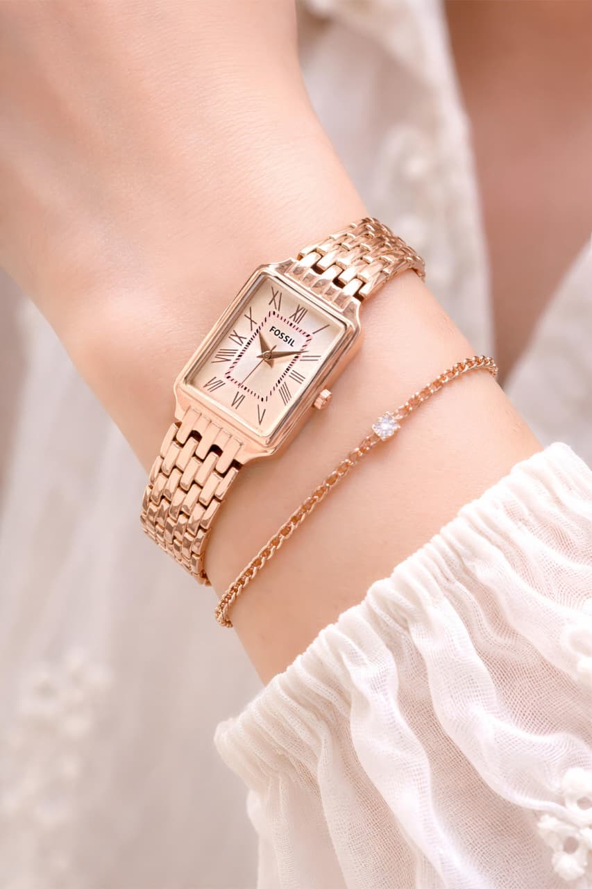 Fossil Raquel Pink Rectangular Dial