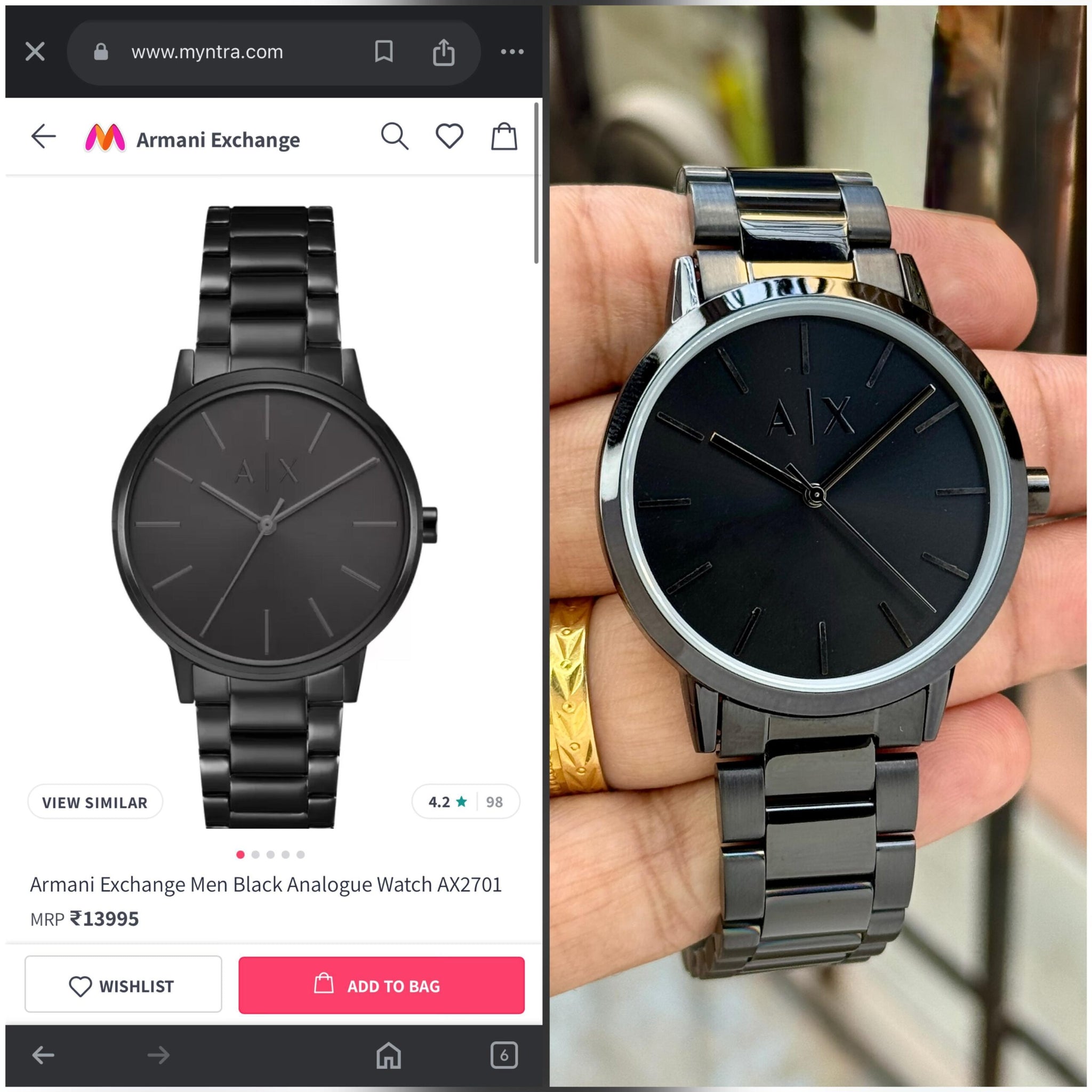 Armani Exchange Black Dial Quartz